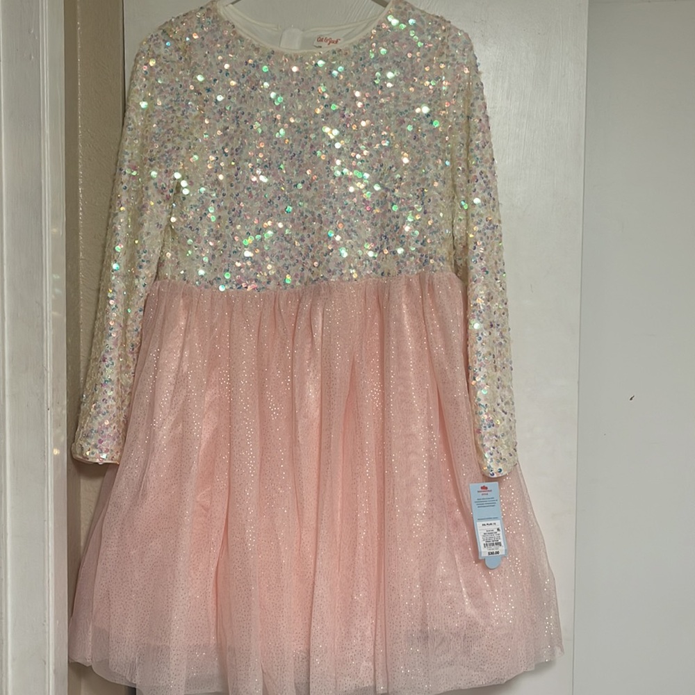 Little girl plus size dress with sequins